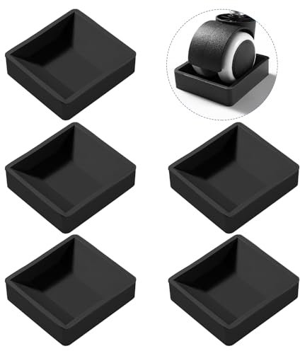 VooGenzek 5 Stücke 5.9 * 6.4 cm Gummi Möbelrollen Auflage, Anti-Rutsch-Pads für Möbelrollen, rutschfeste Füße Protector Pad, für Böden Möbelräder Geeignet, Schwarz