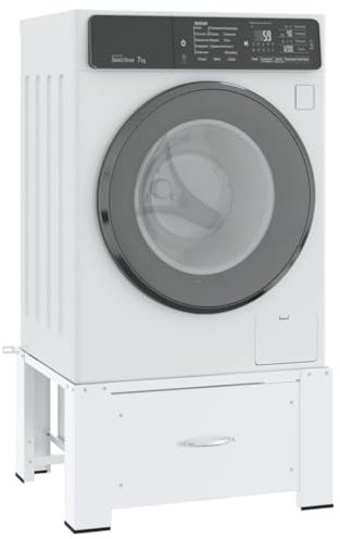 Brokky Washing Machine Pedestal with Drawer White-Washing machine base,adjustable washing machine base for refrigerator,dryer and freezer