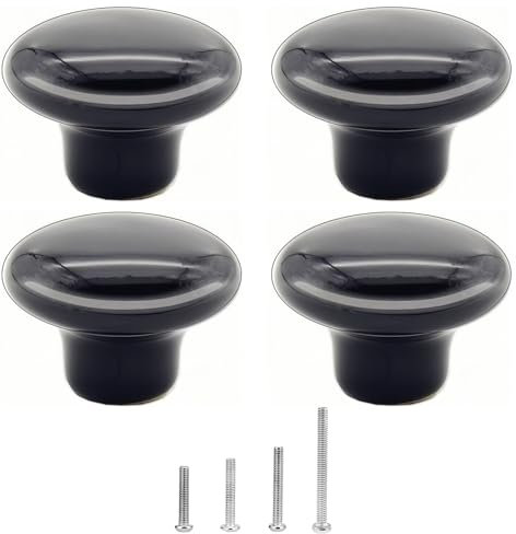 4 Stück Schrankknöpfe Schrankgriffe Schwarz Schubladengriffe Vintage Möbelknöpfe Keramik, Griffe Für Küchenschränke, Schubladenknöpfe, Türknauf Möbelgriffe Möbel Knauf für Schrank, Runde, 32mm