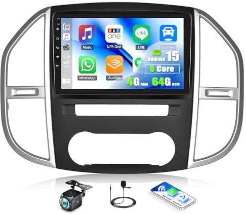 GOHHDL 4G+64G 8-Kern Qualcomm Android 15 Autoradio für Mercedes Benz Vito 3 W447 2014-2020 mit Navi Carplay Android Auto, 10.1 Zoll Auto Bildschirm mit GPS WIFI Bluetooth FM/RDS DSP SWC Rückfahrkamera