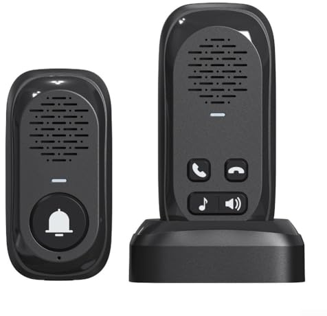 Ultra Long Distance Wireless Intercom Doorbell with Two Way Voice System Waterproof Outdoor ABS Housing 300m Range Large Capacity Battery for Home Security Elderly Child Entry Control(black)