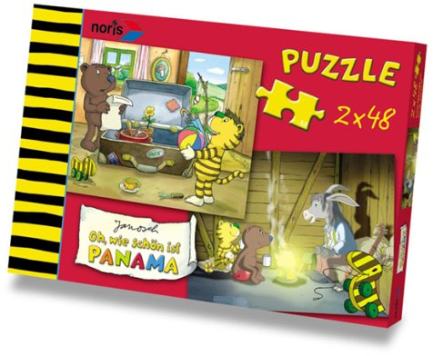 Noris 6401 - Janosch Motive Lagerfeuer und Koffer, 2 x 48 Teile Puzzle