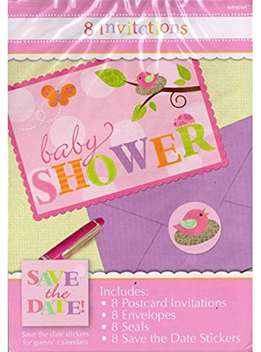 amscan Tweet Baby Girl Invites with Sticker Seals Party Accessory