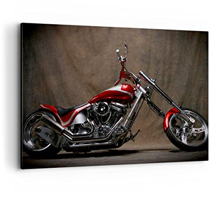 ARTTOR Bilder auf Leinwand 100x70cm Leinwandbild Motorrad Chrom Räder Groß Wanddeko Bild Schlafzimmer Küche Deko Wandbilder Dekoration Wohnzimmer Wall Decor Canvas Wand Kunstdruck Art AA100x70-0172