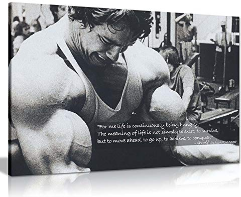Kunstdruck auf Leinwand, Arnold Schwarzenegger, Bodybuilding, Motivation-Zitat, groß, 76,2 x 50,8 cm [nicht in deutscher Sprache]