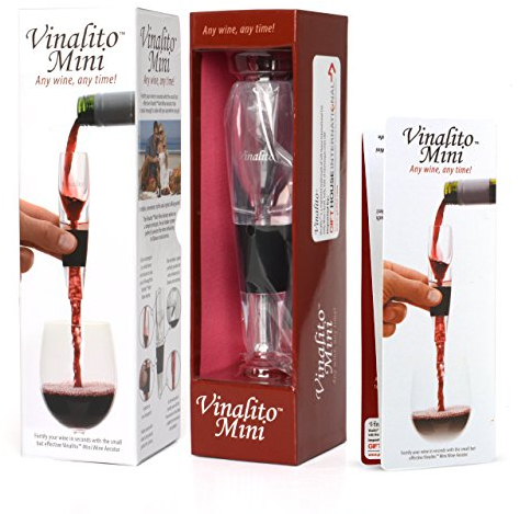 Vinalito Mini Vino Aeratore e Decanter da Viaggio con Borsa da Viaggio in Velluto Trasparente