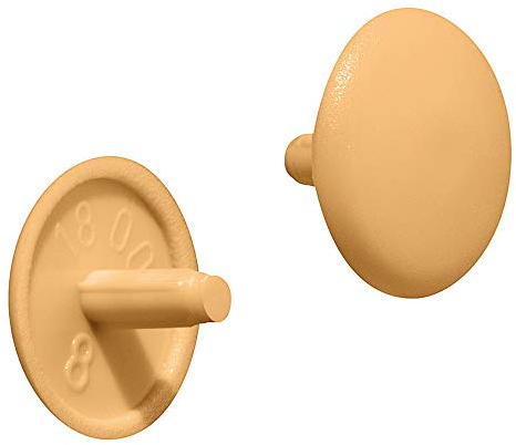 Gedotec Möbel-Abdeckkappen Kiefer Schrauben-Abdeckungen Kunststoff Schrauben-Kappe rund | H1123 | Verschluss-Stopfen für Kopflochbohrung PZ2 | Ø 12 x 2,5 mm | 50 Stück - Abdeckstopfen rund