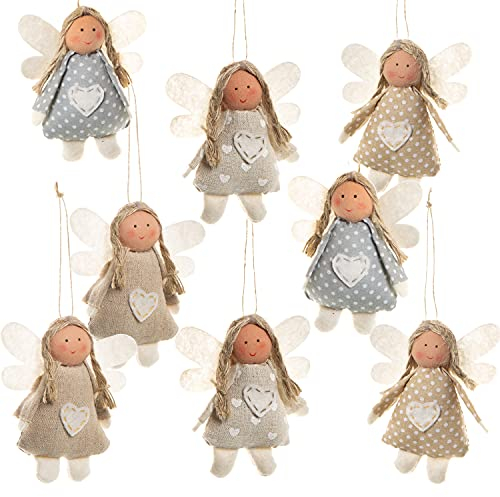 Logbuch-Verlag 8 kleine Engel Anhänger aus Stoff mit Herz 10 cm Stoffengel Geschenk Glücksbringer Kommunion Konfirmation