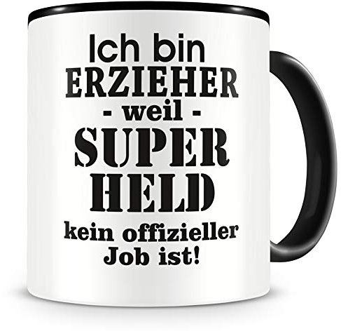 Samunshi® Erzieher Tasse mit Spruch Geschenk für Erzieher Mann Frau Kaffeetasse groß Lustige Tassen zum Geburtstag schwarz 300ml