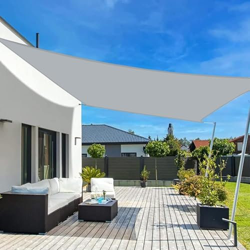 LOVE STORY Sonnensegel 2x4m Wasserdicht Rechteckig Hellgrau Sonnenschutz Windschutz Segel PES Polyester,95% UV-Schutz für Außenbereich, Terrasse, Balkon, Garten