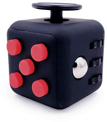 FIDGETARIAN Cubo Antiestres Niños Adultos - Fidget Toy Anti Estrés - Juguetes Antiestres con 6 Módulos Relajantes - Figet Toys Juguetes para Adultos Adolescentes y Niños - Negro Rojo