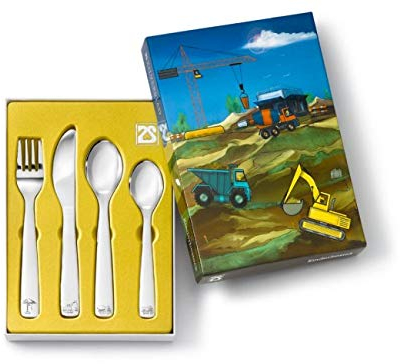 Brillibrum Design Lot de 4 couverts pour enfant en acier inoxydable avec gravure personnalisable Motif ours en peluche Cadeau de baptême pour enfant