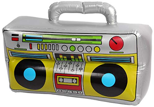 Alsino Ghettoblaster aufblasbar 80er Boom Box - Maße: 40 x 20 - Oldschool Hip Hop Rapper Kostüm Kleidung Outfit Verkleidung Accessoire Sangria Eimer Walkman