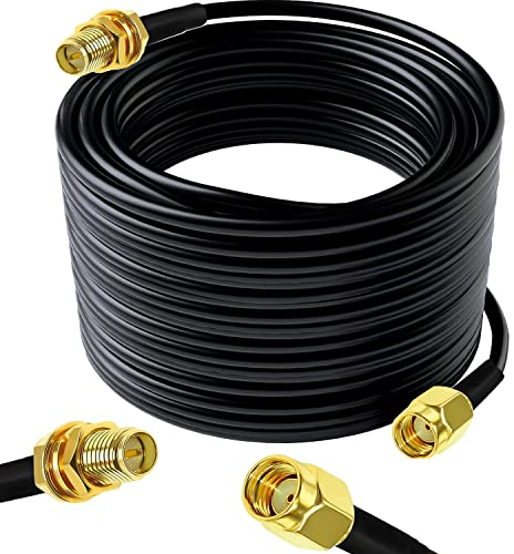 RUNCCI-YUN 10M Antenne WiFi Extension Câble, Câble d’Extension RP-SMA,Rallonge Antenne WLAN, Câble Coaxial RP-SMA,pour Pont de routeur LAN sans Fil et antenne cellulaire, Pas pour la télévision