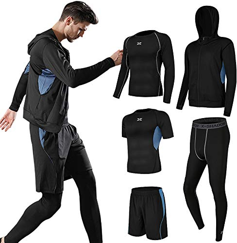 Superora Fitness Kleidung Set 5 stück männer Athletic Fitness Sport Anzug Blau EU M/Etikett XL