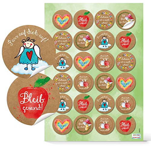 Logbuch-Verlag 24 Aufkleber 4 cm gute Wünsche Alles Gute Sticker Mut machen Motivation Kraft Glück Botschaft Geschenkaufkleber