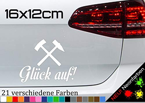 Glück auf! Bergbau Kumpel Aufkleber Sticker Spruch Ruhrpott Bergleute 16x12cm in 21 Farben
