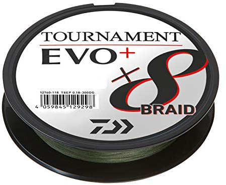 Daiwa Tournament x8 Braid EVO+ Lenza da pesca intrecciata verde scuro, 135 m