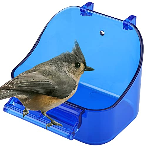 Vogel Badewanne Vogeltränke für Käfig Vogelbadebox Vogelbadewanne Vogelbox Papagei Badewanne Duschbox Vogelkäfig Zubehör Zubehör für kleine Vögel Kanarienvogel Wellensittich Papageien Crested Blau