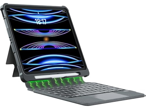 WIWU Clavier pour iPad 10.2 iPad 9e/8e/7e génération avec clavier, iPad Air 3e génération, iPad Pro 10,5 2017, clavier intelligent magnétique amovible avec pavé tactile, porte-crayon