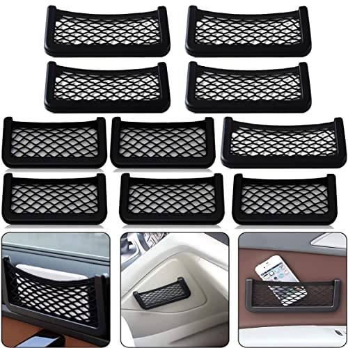 10 Pieces Sac Pocket Organizer De Voiture,Zodors Filet Rangement Camping Car Filet Rangement Voiture Filet Rangement Mural Auto Adhesif Montage Facile pour Voiture Camion Ideal pour Telephone Cles