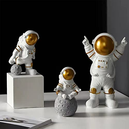 JHXhhthongtong 3pcs Set Astronauten Ornamente, Astronauten Figure, Spaceman Statuen Modell Kuchen Topper, Astronauten Spielzeug, Deko Astronauten, Weltraum Kuchen, Desktop-Dekoration Wohnaccessoires