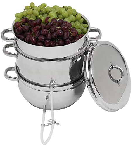 304 Stainless Steel Juice Steamer with Lid, Hose, Clamp, Loop Handles, Fruit Vegetables Juicer Steamers Multipot Kitchen Cookware for Making Juice, Jelly, Pasta(11 Qt)