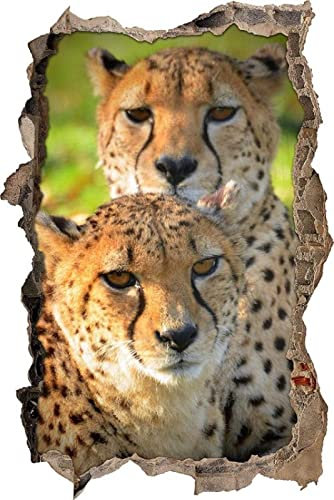 Gougeltd 3D Wandtattoo liebevolles Gepard-Paar Wandaufkleber Kinderzimmer Mädchen wandtattoo Teenager Wandtattoo Wanddeko fürs Kinderzimmer 80x120cm
