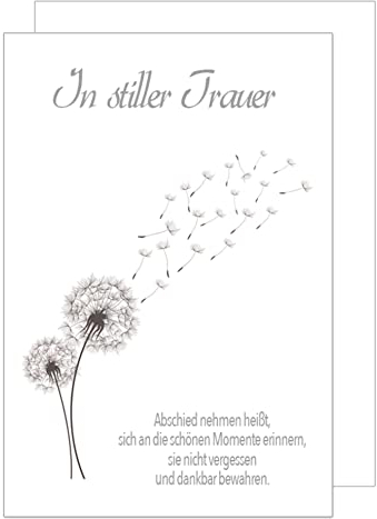 Edition Seidel Premium Trauerkarte mit Umschlag. Beileidskarte Trauer Karte herzliches Beileid Pusteblume Abschied stille Anteilnahme Teilnahme Mitgefühl (T882 SW022)