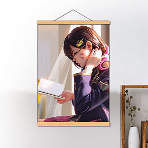 SB little D.Va Overwatch Anime Girls Hanging Poster Video Game Scroll Art Print Canvas Home Wall Decor (50 x 71 cm) (C)