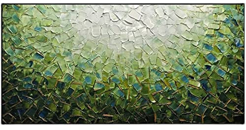 Ölbilder Auf Leinwand Handgemalt, Grünes, Dickes, Texturiertes Farbverlaufs-Plaid, Abstrakt, Modern, Groß, Original, Handbemalt, Messer-Kunstwerke, Gemälde Auf Leinwand, Wandkunst Für Zuhause,