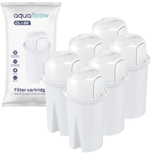 Aquafloow Class Filterkartusche, Krug Wasserfilter | Ersatz für Brita Classic, Dafi Family, Wasser Filtersystem zur Reduzierung von Kalk, Chlor und anderen Substanzen, die den Geschmack – 6 Stück