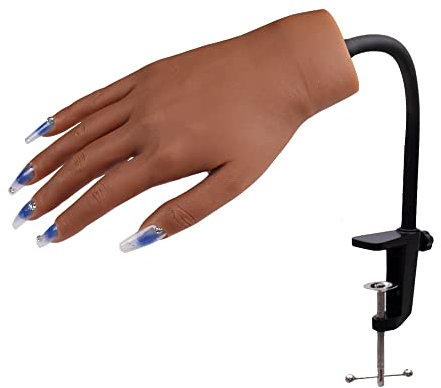 KnowU Nail Practice Hand with Stand, Silicone Manicure Trainer - Left Hand, Colour 5#