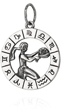 NKlaus Kettenanhänger Sternzeichen Jungfrau 925 Silber Horoskop 25mm Zodiak Anhänger 11111