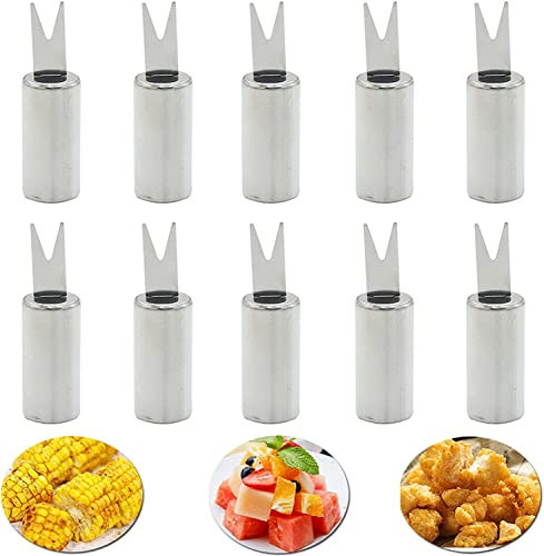 Norhogo Lot de 10 brochettes en acier inoxydable pour épi de maïs, barbecue, épi, barbecue, maïs sucré, fruits, maison, cuisine, fourchette, épis de maïs, saucisses, camping
