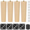Knpwer 4 Stück 15cm Möbelfüße Holz Möbelbeine, Massivholz Beine Aus Eiche für Stühle Schrank Sofa Bett Couch, mit Montageplatten, Schrauben und Filzgleiter (Gerader Fuß)