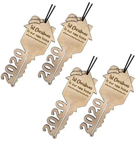 VALICLUD 4 Stück Anhänger Neues Weihnachtsschmuck 2020 Weihnachtsdekoration 2020 Schlüsselverzierungen Weihnachtshackschnitzel 2020 Weihnachtsschmuck Holz Weihnachtsbaum Ornament