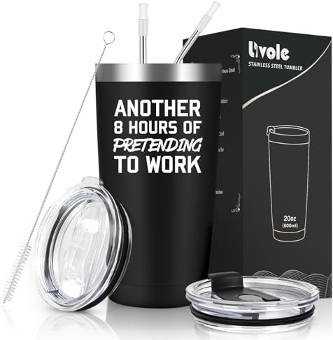Livole Funny Mugs for Work Colleagues Men, Christmas Gifts for Men Who Have Everything, Pretending to Work Mug, Birthday Presents for Him, Coworkers, 20oz Insulated Travel Mug, 600ml Thermal Cup