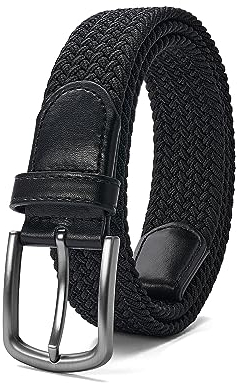 PlusZis Herrengürtel, elastischer Gürtel, Stretch, geflochtener, lässiger Gürtel, 3,5 cm, mit Geschenkbox.