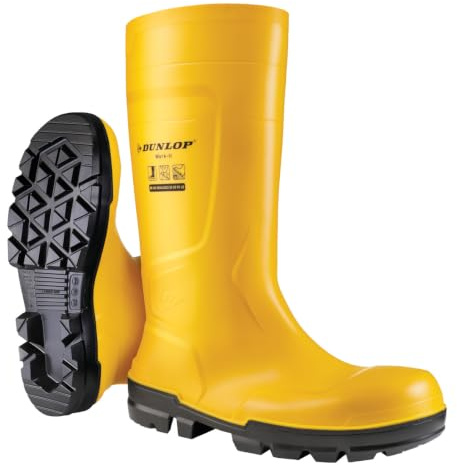 DUNLOP Work-It S5 – Bottes de travail pour hommes et femmes - Bottes de sécurité – Imperméable - PVC - Embout en acier - Antidérapant – Jaune – Pointures 48