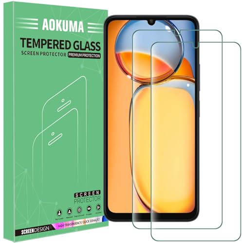 AOKUMA für Xiaomi Redmi 13 C/Poco C65 Panzerglas, 【2 Stücke】 Schutzfolie kompatibel mit Redmi 13C/Poco C65, Premium Panzerfolie mit 9H Härte, Anti Kratzer schutzglas, Splitterfest,Anti-Bläschen