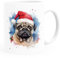 SpecialMe® Tasse Hunde-Motiv Weihnachten Weihnachtsmütze lustig Hunderassen Geschenk Hundebesitzer Aquarell Mops weiß standard