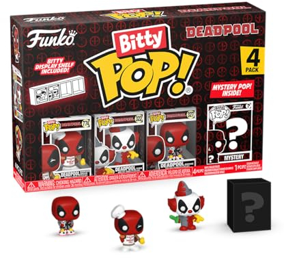 Funko Bitty Pop! Deadpool (Backyard Griller), Deadpool (Clown), Deadpool (Bedtime) E una Mini Figura Misteriosa a Sorpresa - 0.9 Inch (2.2 Cm) da Collezione - Ripiano Espositivo Impilabile Incluso