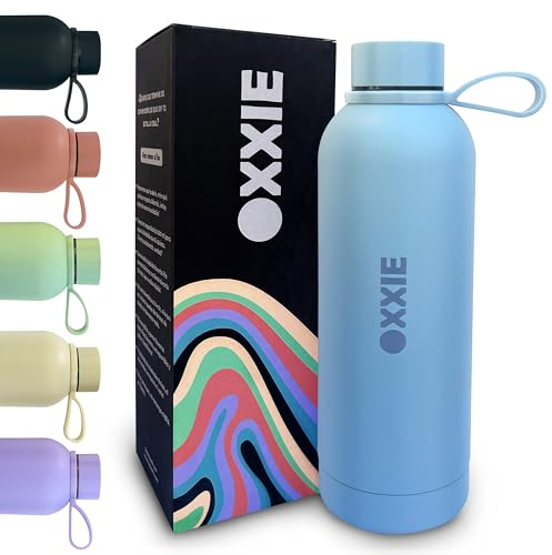 OXXIE Botella Termica 500ml | Botella de Agua de Acero Inoxidable Reutilizable | Botella de Agua Niños | Sin BPA | Isotérmica y Hermetica | Niños, Adultos, Deporte, Oficina, Yoga, Viaje (Blue)