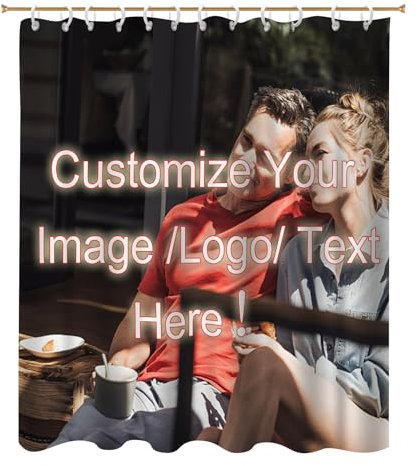 Kufutee Duschvorhang, langlebig, individuelles Design, Duschvorhang mit Fototext, für Duschkabine mit Haken, individuelles Bild, 91,4 x 182,9 cm