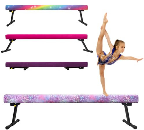 HomeSun Schwebebalken Einstellbar Faltbar Gymnastik Balance Beam High and Low Level Floor Beam Einfache Montage Gymnastikbalken 240cm Stabile Trainingsgeräte für Zuhause (Wolke Lila, 240cm)