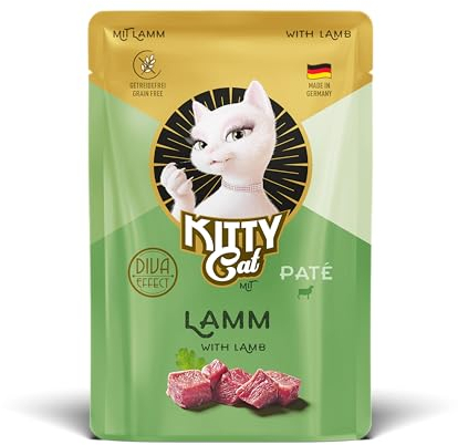 KITTY Cat Paté Lamm, 48 x 85 g (Großpackung), Nassfutter für Katzen, getreidefreies Katzenfutter mit Taurin und Lachsöl, Alleinfuttermittel mit hohem Fleischanteil, Made in Germany