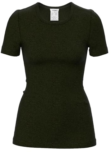 HERMKO 40800 Damen Kurzarm Unterhemd mit Rundhals-Ausschnitt aus Merinowolle/Tencel