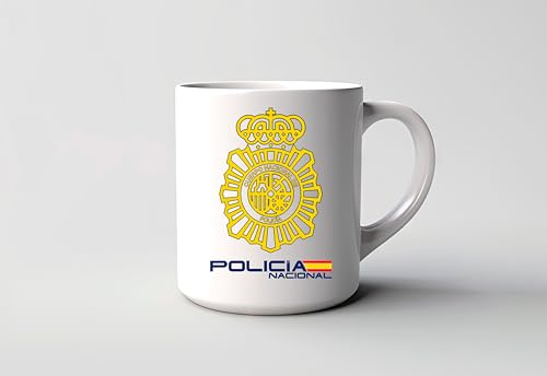 Genérico Taza Opositor Policía Nacional | Tazas de Cafe Ideal Regalos Originales para Mujer Hombre | Tazas Originales Taza para Regalar Desayuno Ceramica Te Grabadas 350Ml (Escudo amarillo + letras)