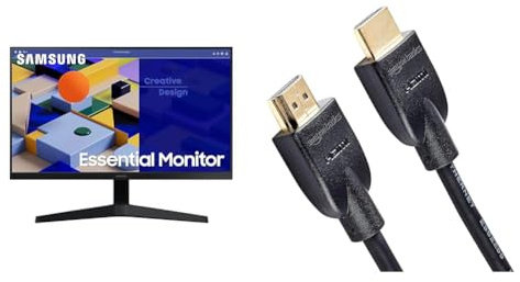 Samsung Monitor S31C (S24C312), Flat, 24'', 1920x1080 (Full HD), IPS, 75 Hz, 5 ms & Amazon Basics - Cavo HDMI 4K da 0,9 m, alta velocità con Ethernet 18 Gbps, 4K@60 Hz, 2160p, Nero